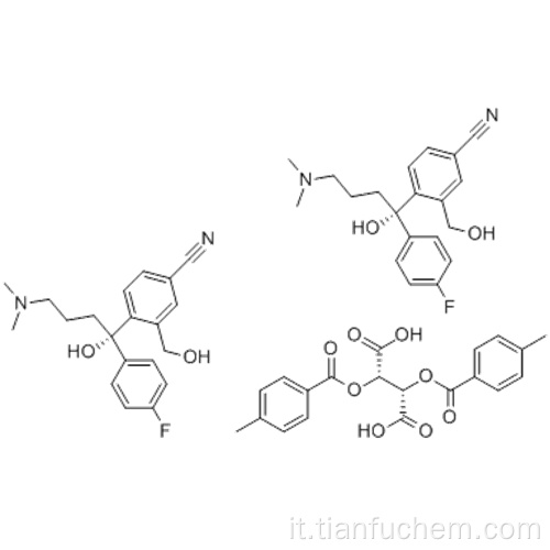 (-) - 4- (4-Dimethylamino) -1- (4-fluorofenil) -1- (idrossibutile) -3-idrossimetil) -benzonitrile emi D - (+) - acido di-p-toloiltartarico CAS 128173-53 -5